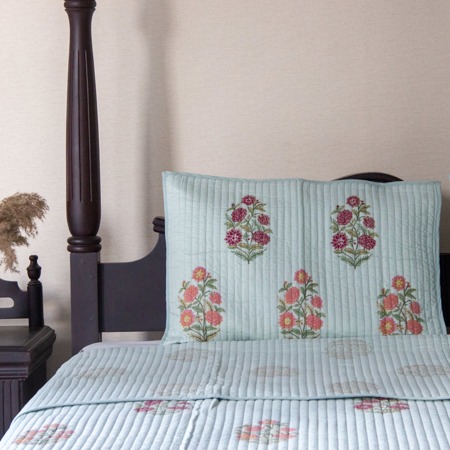 Pastel Green Eden Garden - Premium Bedspread