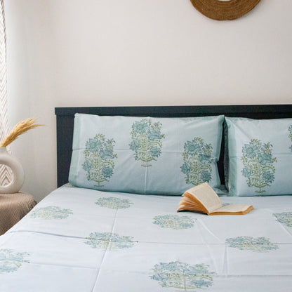 Blue Orchid Hand Block Printed Bedsheets