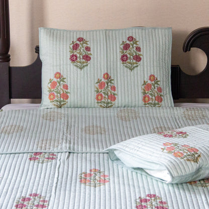 Pastel Green Eden Garden - Premium Bedspread