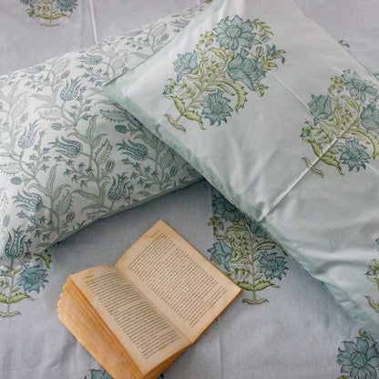 Blue Orchid Hand Block Printed Bedsheets