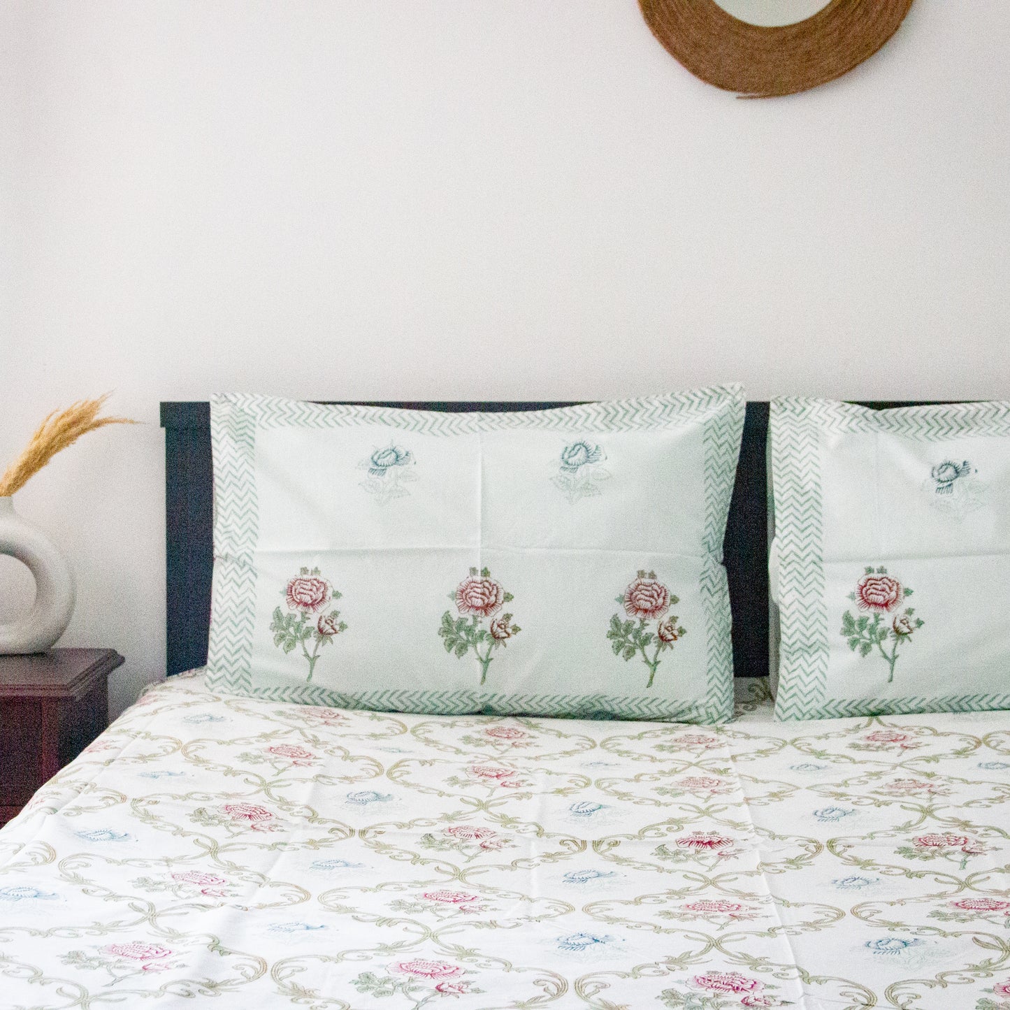 Wisteria Hand Block Printed Bed Sheets