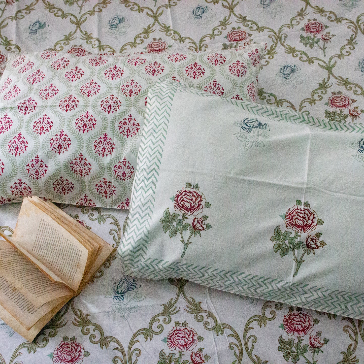 Wisteria Hand Block Printed Bed Sheets