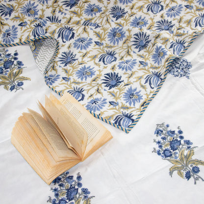 Blue Iris Hand Block Printed Reversible Dohar