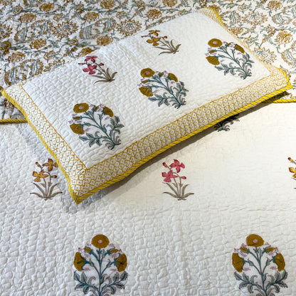 Golden Autumn Hand Block Printed Quilted Bed Covers