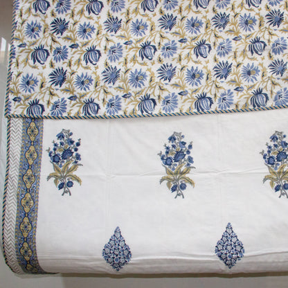 Blue Iris Hand Block Printed Reversible Dohar