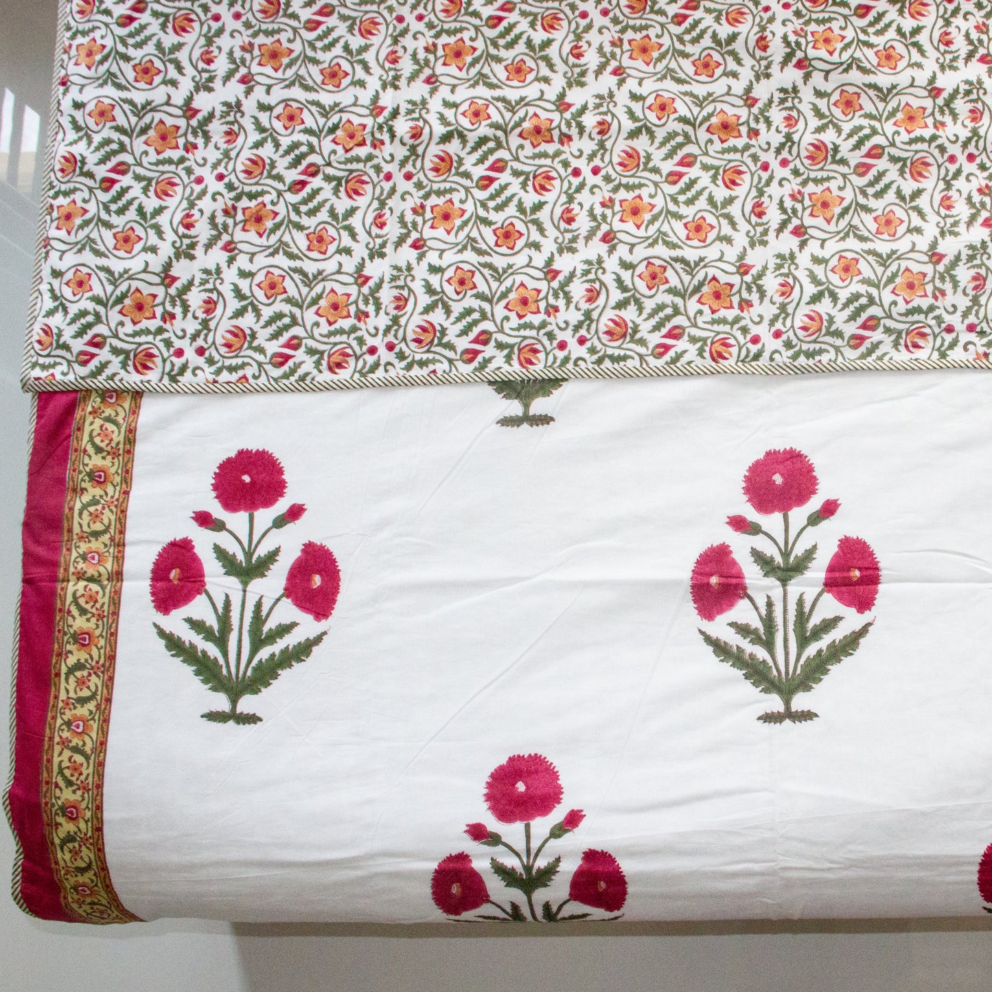 Poppy Hand Block Printed Reversible Dohar