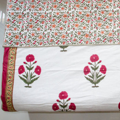 Poppy Hand Block Printed Reversible Dohar