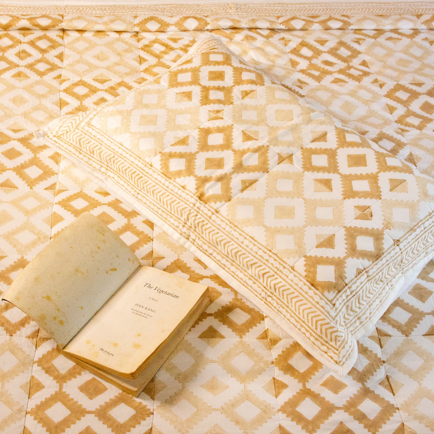 Angular Artistry Geometric Handblock Printed Bedcover