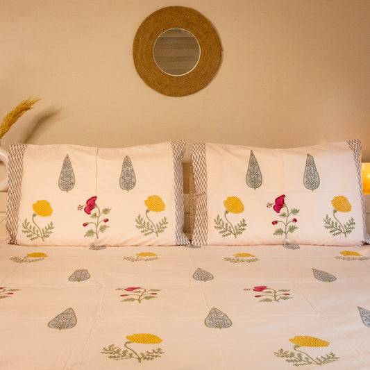 Marigold Hand Block Printed Bed Sheets