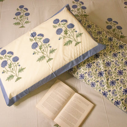 Blue Bell Hand Block Printed Bed Sheets