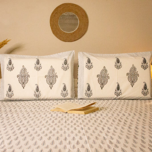 Ash Hand Block Printed Bed Sheets