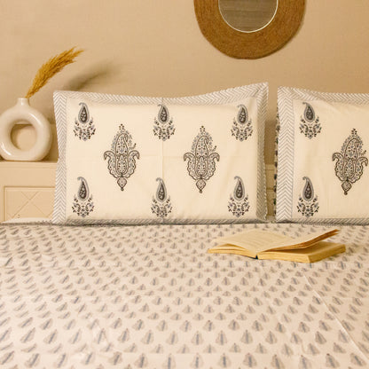 Ash Hand Block Printed Bed Sheets