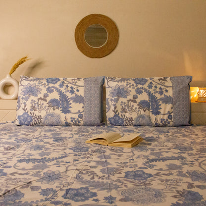 Floral Blue Printed Bed Sheets