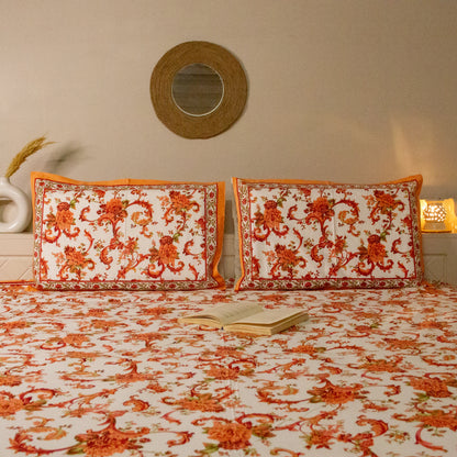 Floral Brown Printed Bed Sheets