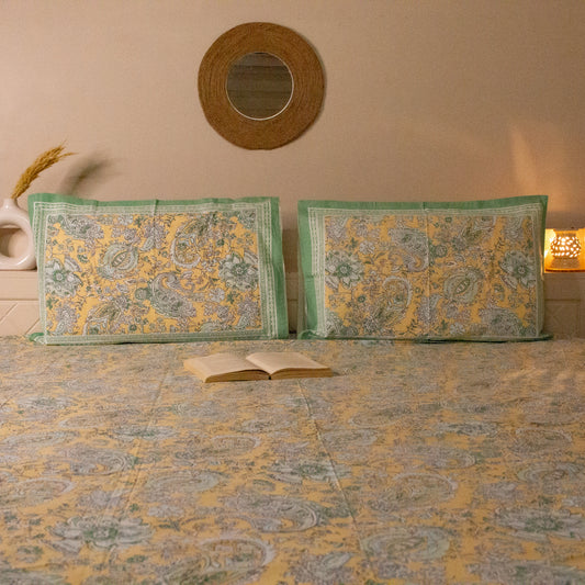 Blossom Green Printed Bed Sheets