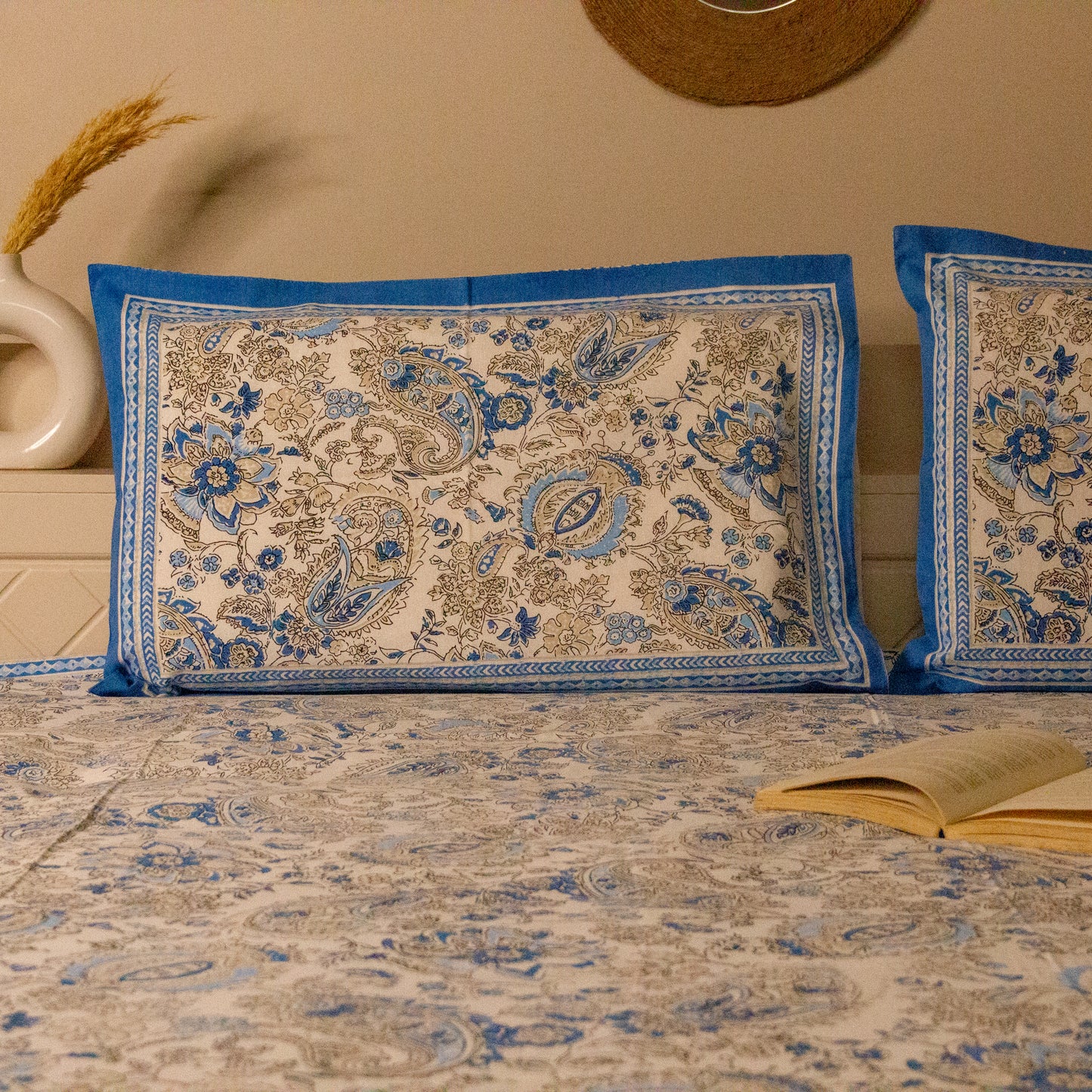 Blossom Blue Printed Bed Sheets