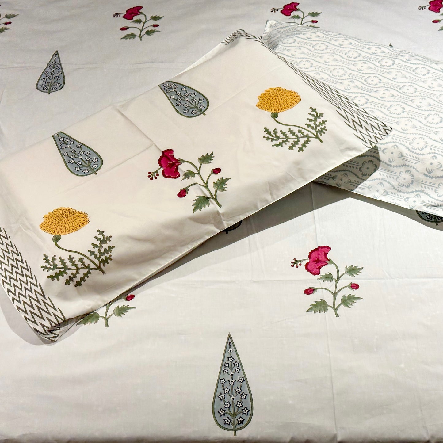 Marigold Hand Block Printed Bed Sheets