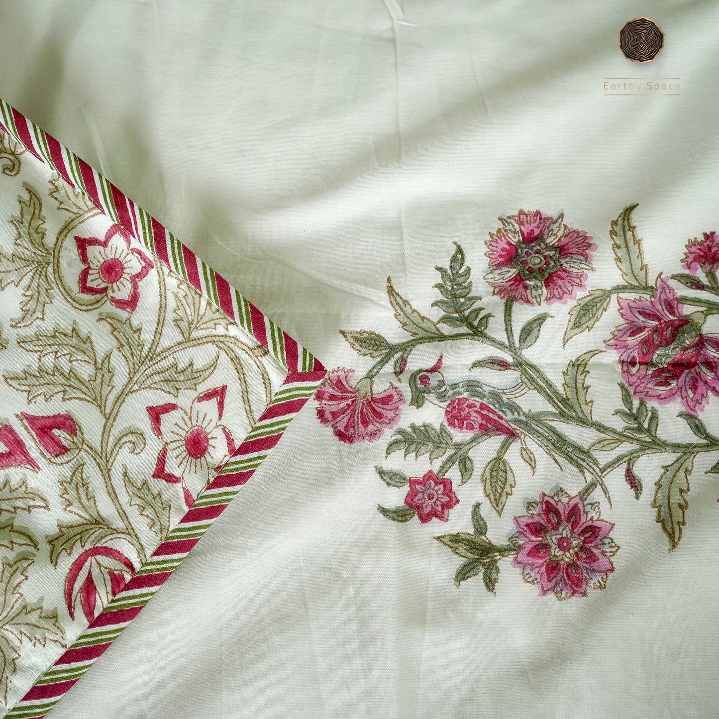 Mogra Red Hand Block Printed Reversible Dohar