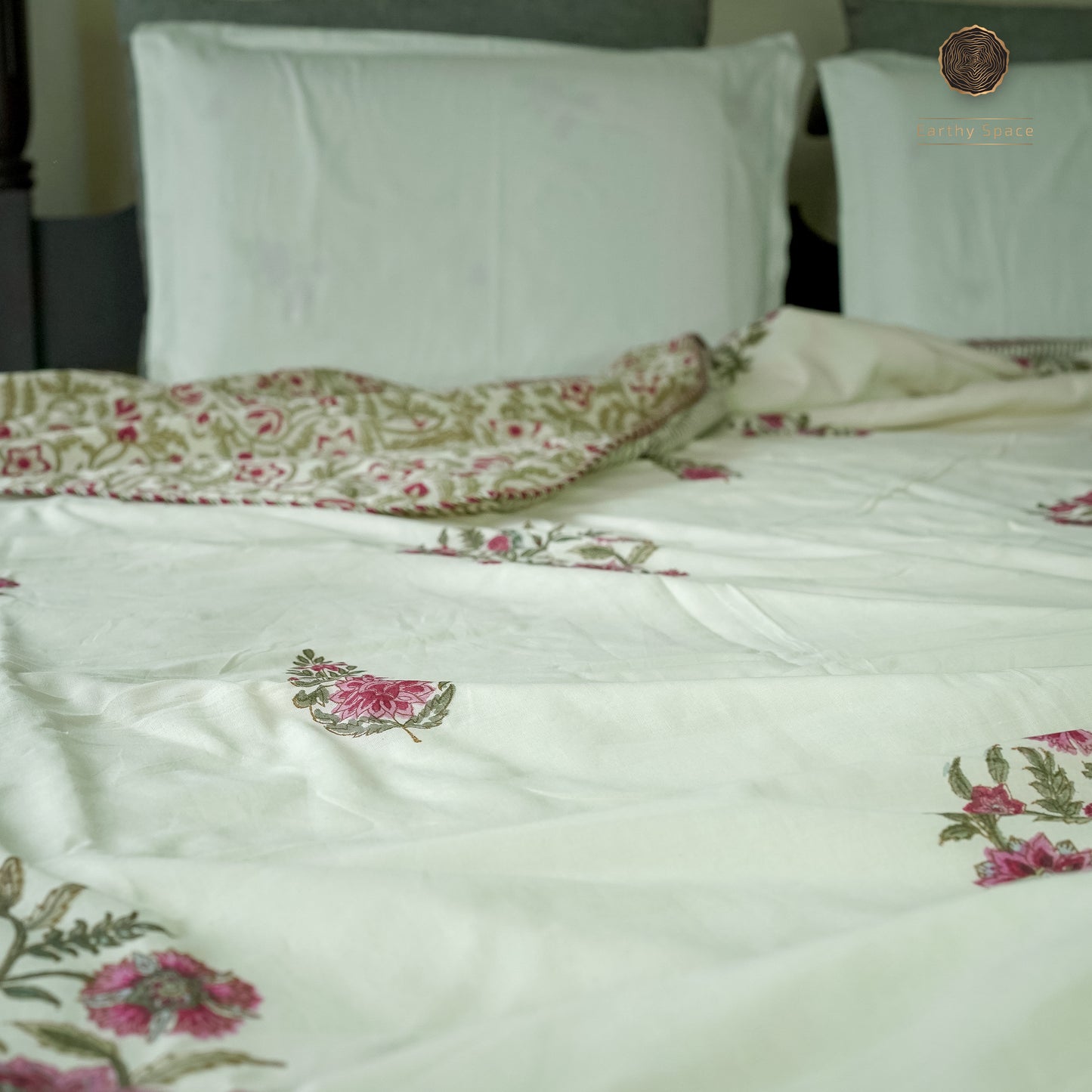 Mogra Red Hand Block Printed Reversible Dohar