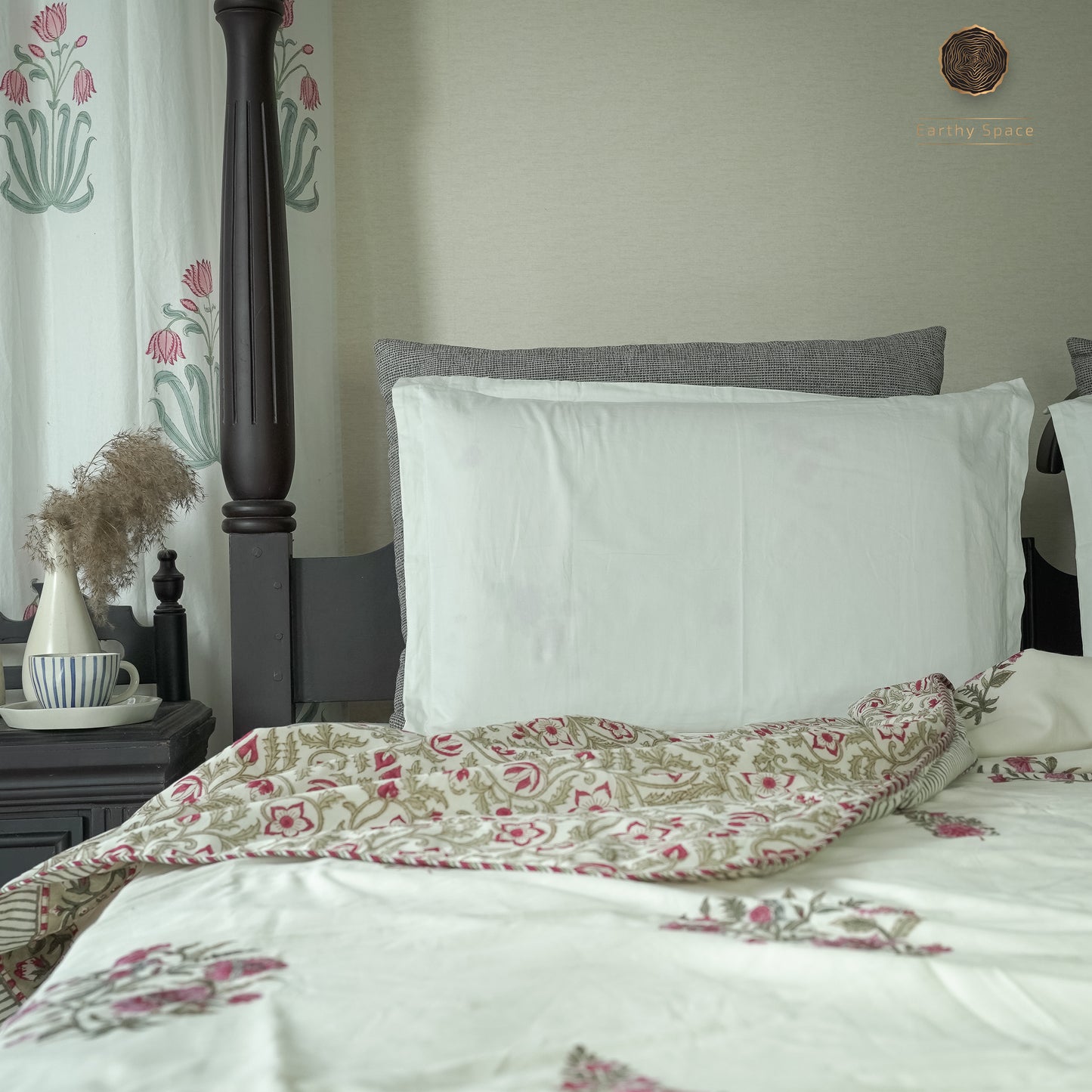 Mogra Red Hand Block Printed Reversible Dohar