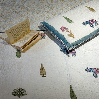 Meadow Whispers Hand Block Printed Quilted Bed Covers