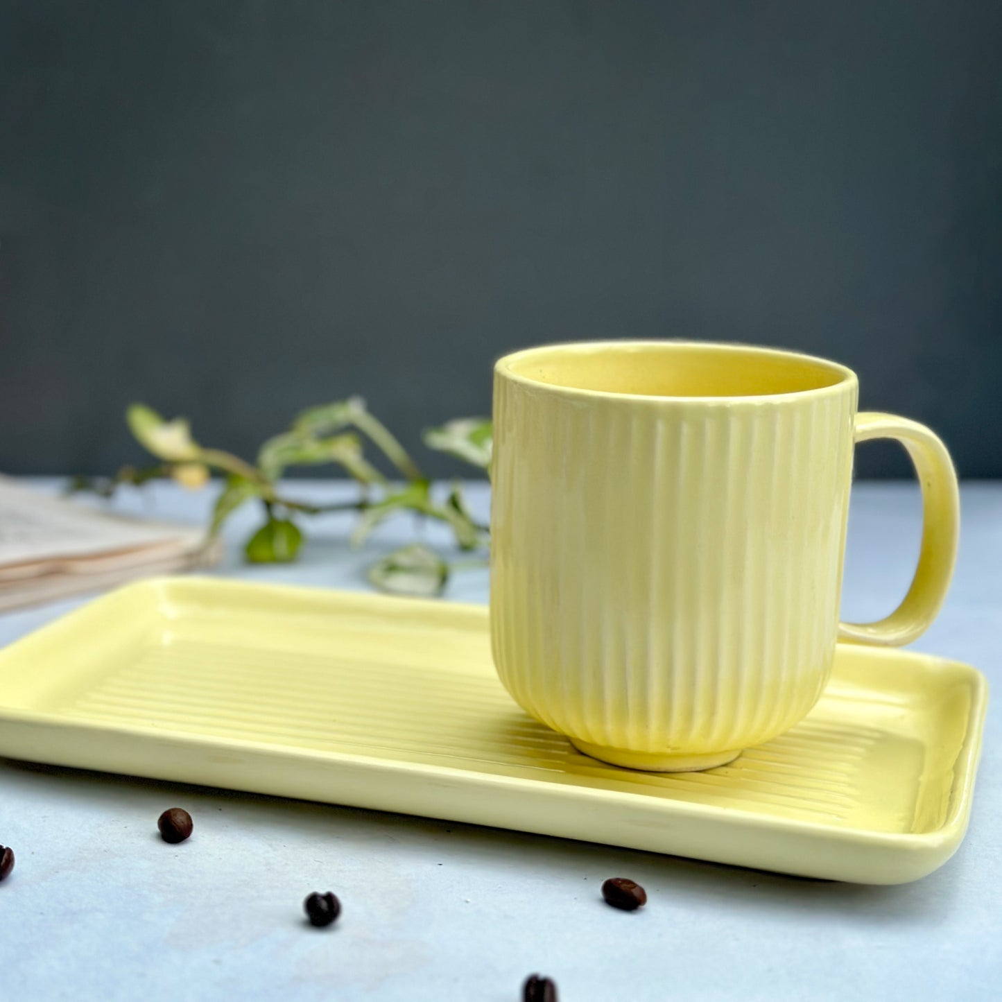 Pastel Ceramic Mugs With Tray