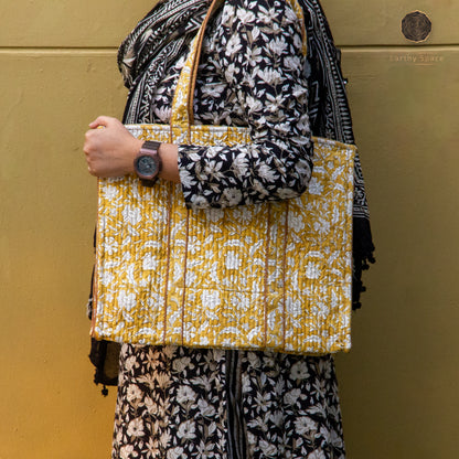 Morning Glory - Hand block Printed Tote Bag