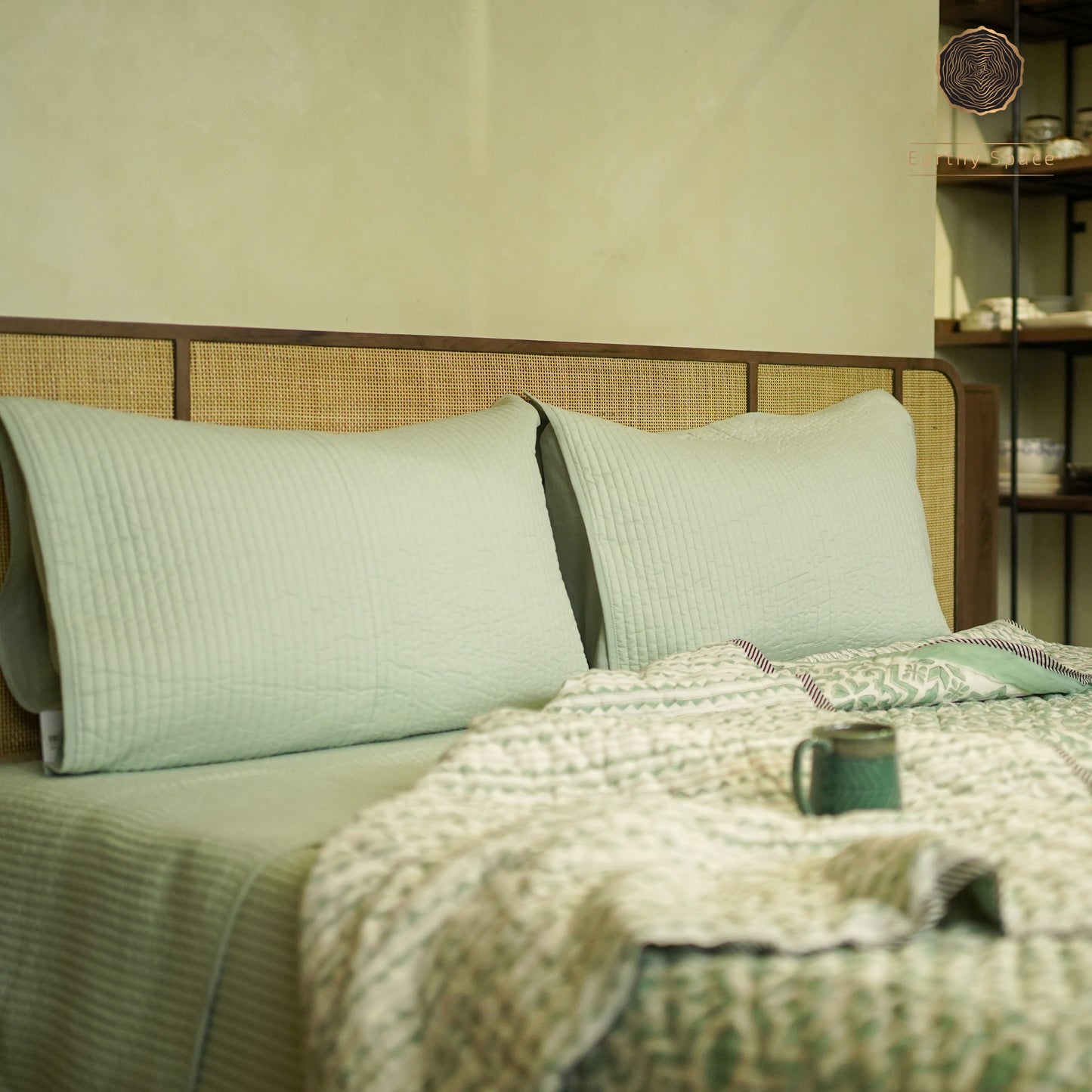 Reversible Quilt - Zen Green Geometry