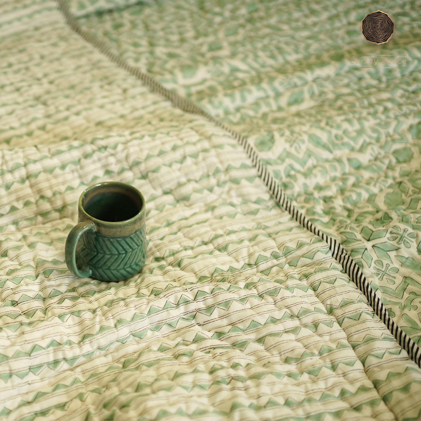 Reversible Quilt - Zen Green Geometry