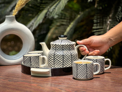 Black String Ceramic Tea Cup Set