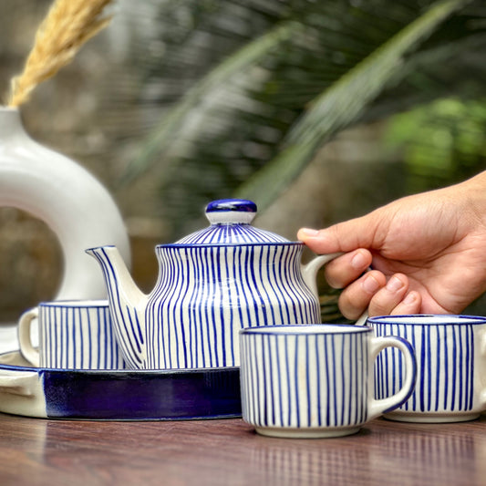 Blue String Ceramic Tea Cup Set
