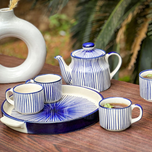 Blue String Ceramic Tea Cup Set