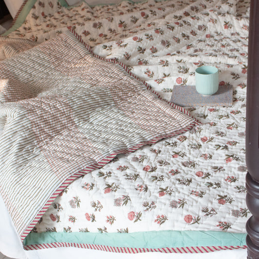 Reversible Quilt - Floral Lines