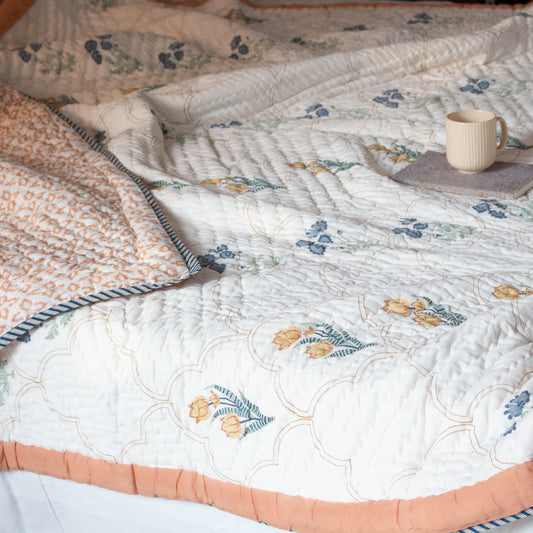 Reversible Quilt - Peach Blossom