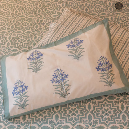 TULA - Icy Green - Hand Block Printed BedSheet