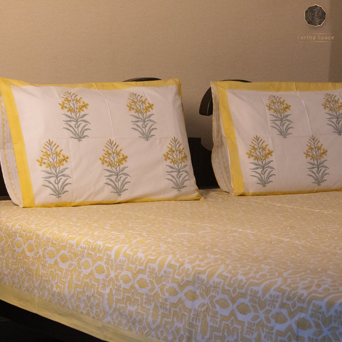 TULA - Morning Yellow - Hand Block Printed BedSheet