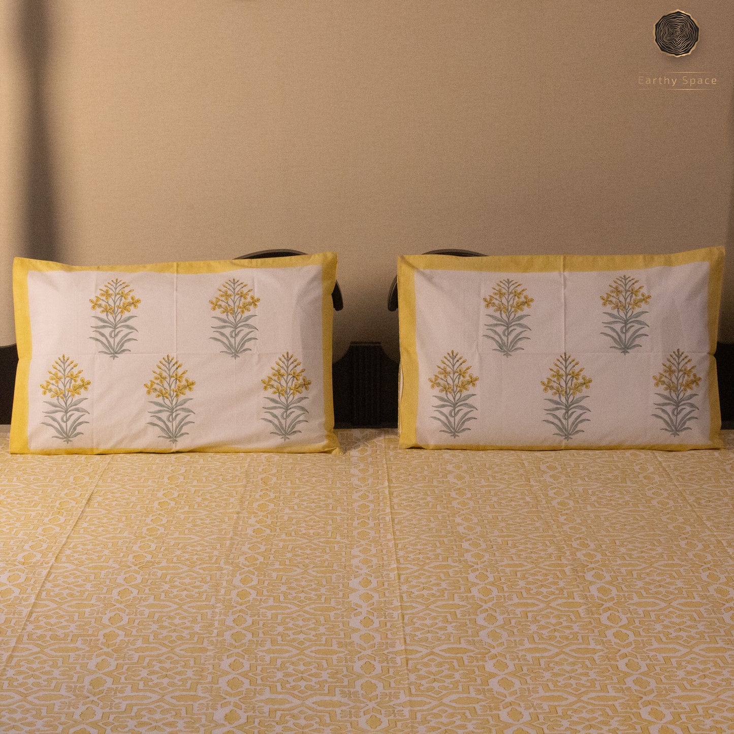 TULA - Morning Yellow - Hand Block Printed BedSheet