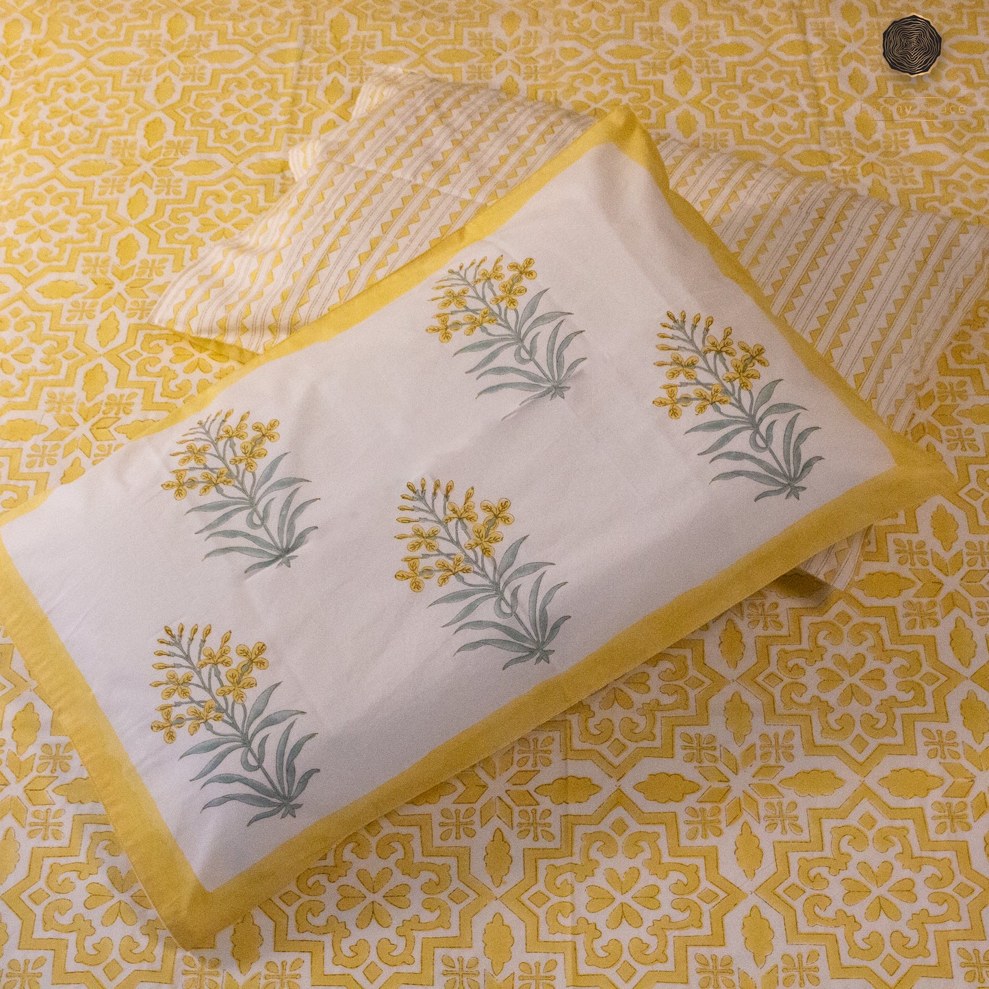 TULA - Morning Yellow - Hand Block Printed BedSheet