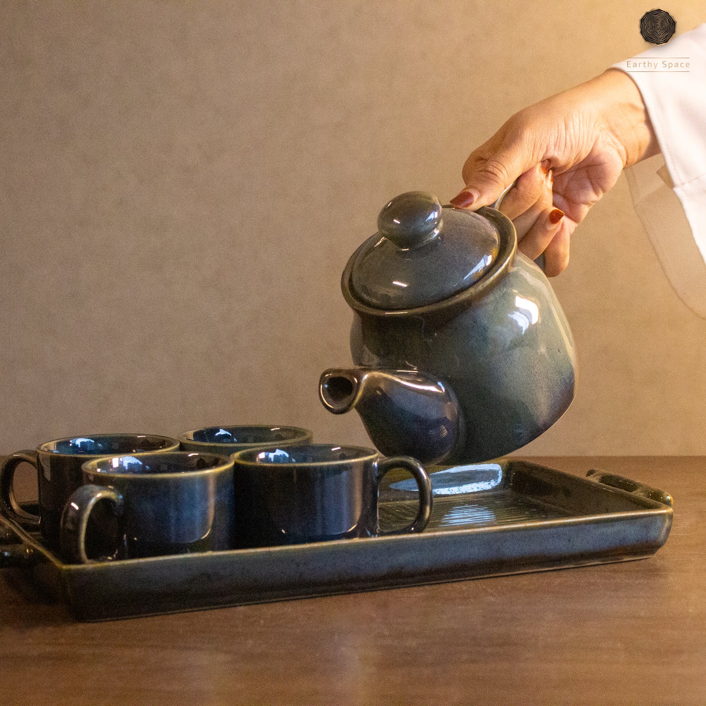 Forest Green Tea Pot Set