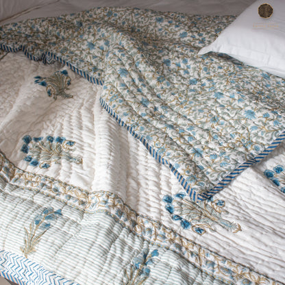 Reversible Quilt - Blue Mughalai