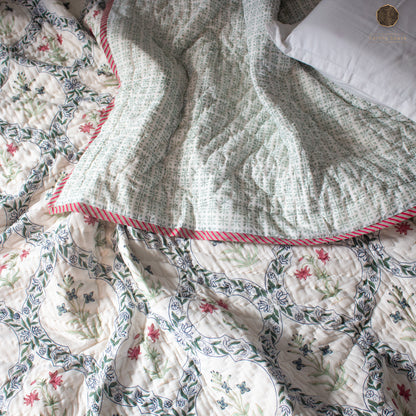 Reversible Quilt - Floral Bloom Jaal