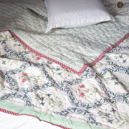 Reversible Quilt - Floral Bloom Jaal