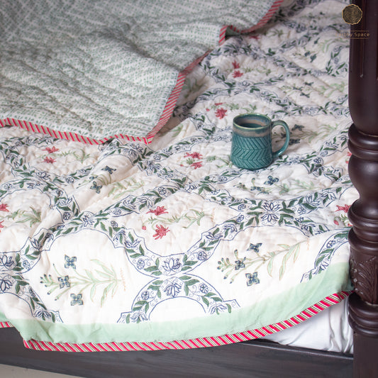 Reversible Quilt - Floral Bloom Jaal