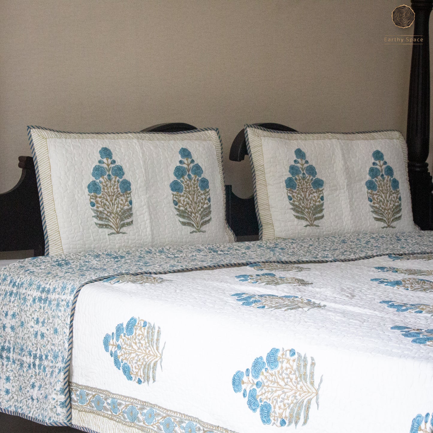 Blue Mughalai - Quilted Bedspread