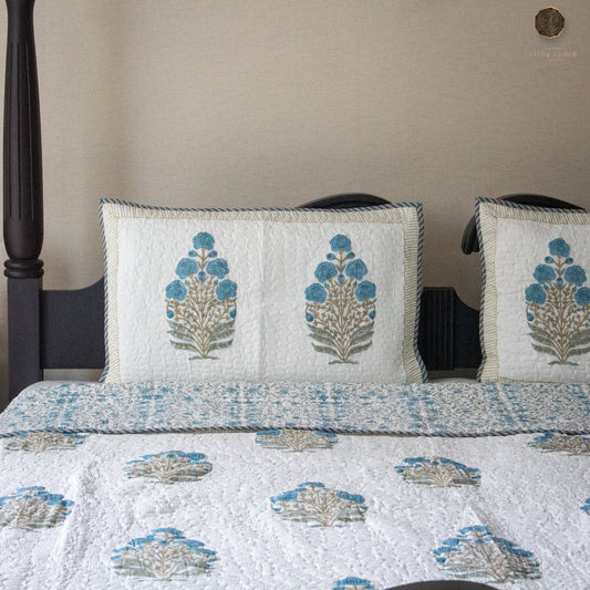Blue Mughalai - Quilted Bedspread