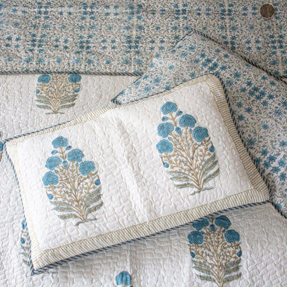 Blue Mughalai - Quilted Bedspread