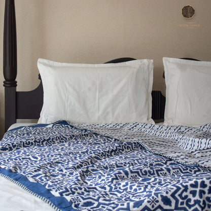 Zen Blue Hand Block Printed Reversible Dohar