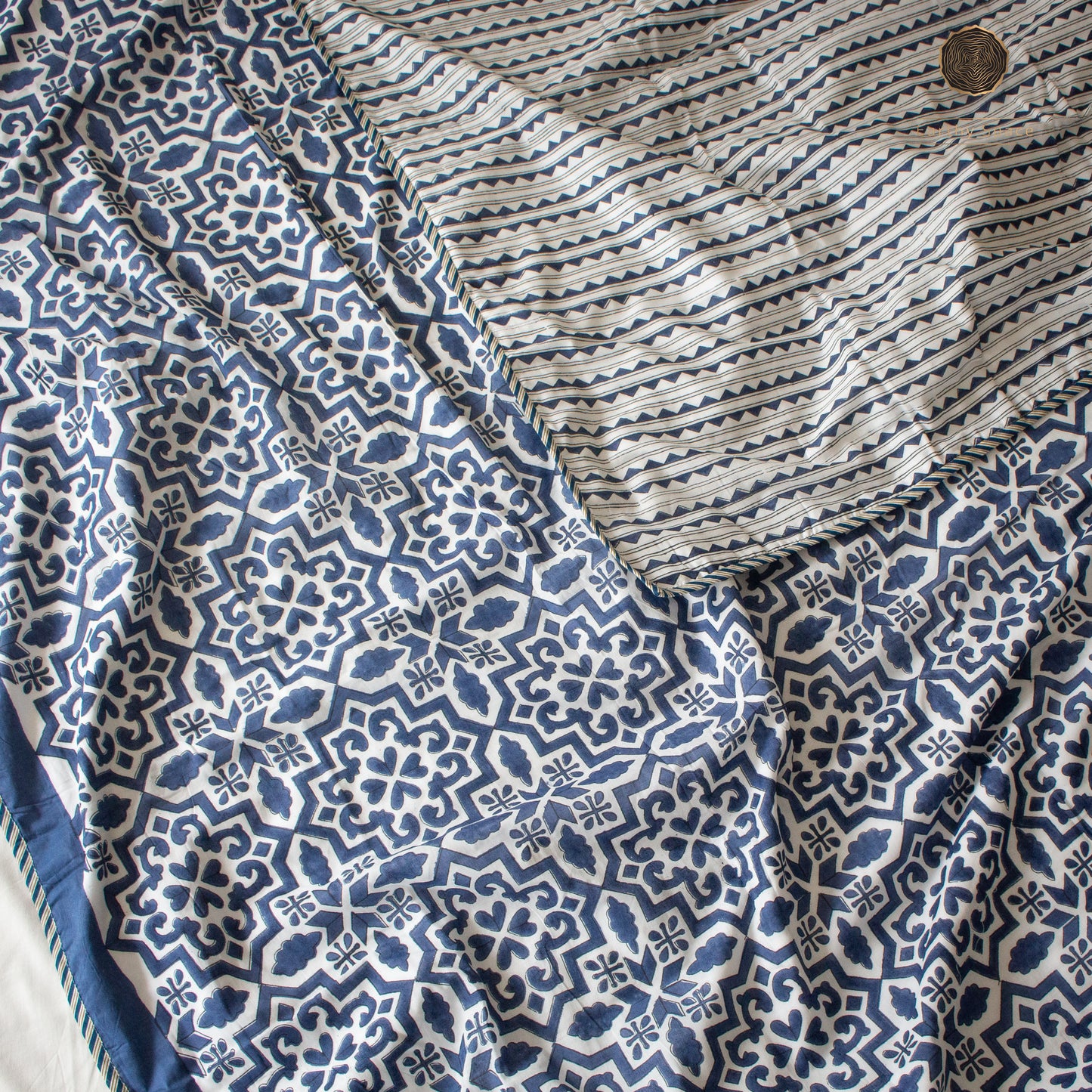 Zen Blue Hand Block Printed Reversible Dohar