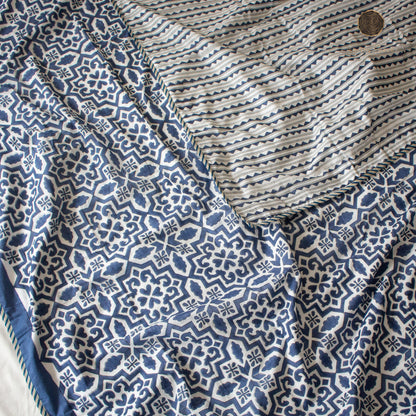 Zen Blue Hand Block Printed Reversible Dohar
