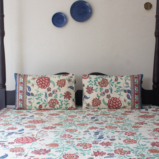 Beige Flora - Bedsheet 108" by 108"